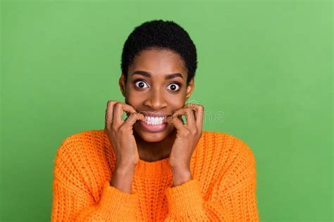 Photo Of Stressed Millennial Short Hairdo Lady Hands Face Wear Orange