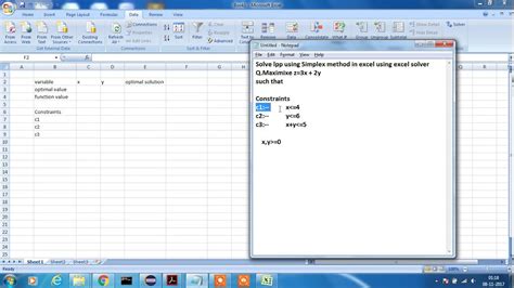 Solving LPP By Simplex Method In Excel Solver YouTube