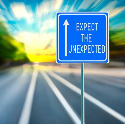 Expect The Unexpected Motivational Phrase On Blue Road Sign With Arrow ... 
