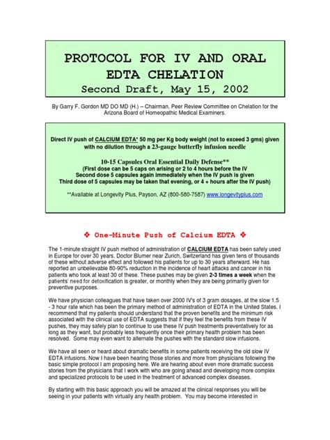 EDTA IV and Oral Chelation Protocol | PDF | Dose (Biochemistry) | Chemistry