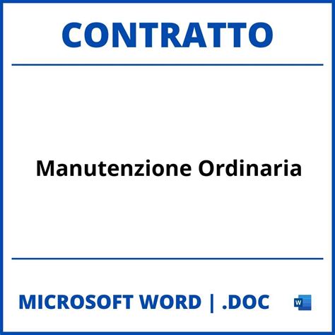 Fac Simile Contratto Di Manutenzione Ordinaria