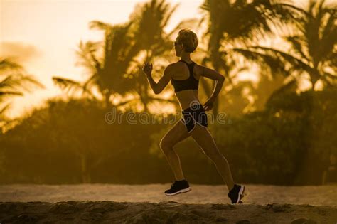 Jogging Athlete Woman Running Sun Sunset Beach Photos Free