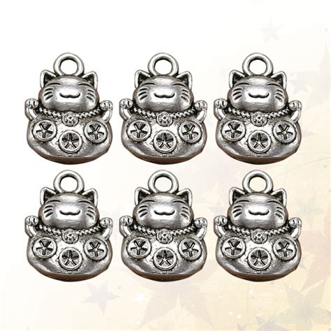 20pcs Alloy Fortune Cat Pendants Charms Diy Jewelry Making Accessory