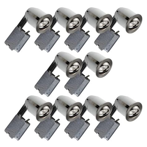 Bazz 3 Inch Brushed Chrome Recessed Halogen Lighting Kit 10 Pack