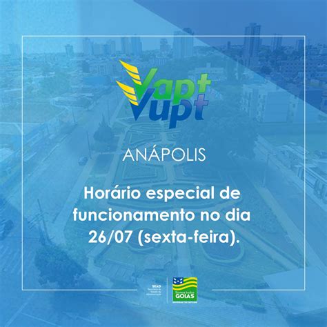 Unidades Vapt Vupt de Anápolis funcionarão em regime de escala nesta