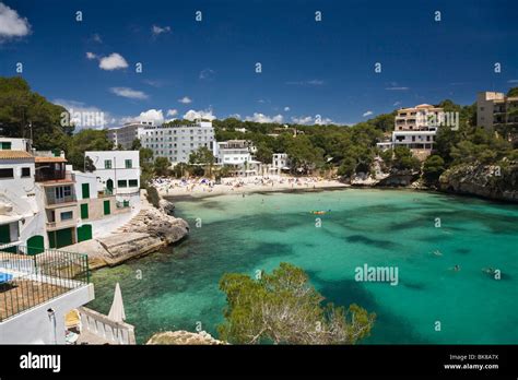 Hotel and Bay of Cala Santanyi, Mallorca, Majorca, Balearic Islands ...