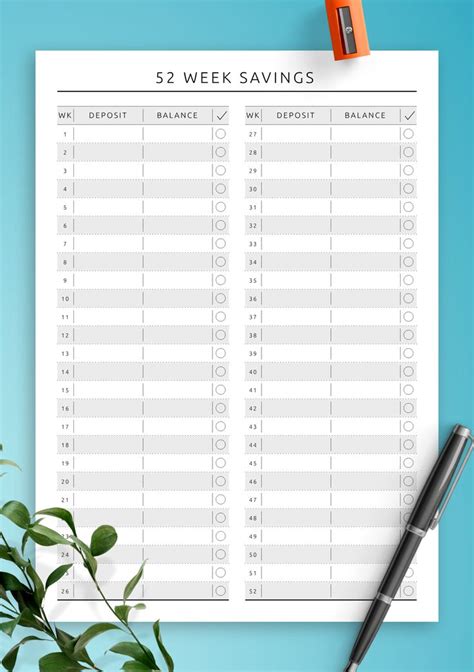 Keep your weekly savings chart with this printable financial template ...