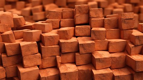 Textures Of Piled Orange Bricks Background Construction Brick Wall