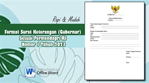 Format Surat Keterangan Gubernur Sesuai Permendagri Ri Nomor Tahun