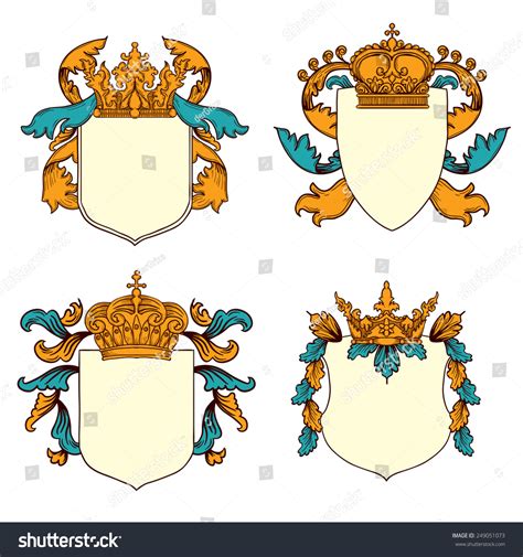 Hand Drawn Coat Arms Set Vector Stock Vector Royalty Free 249051073