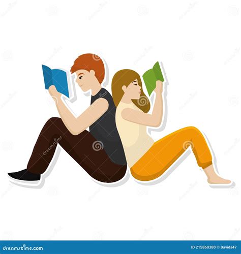 Couple Reading Books Stock Vector Illustration Of Clipart 215860380