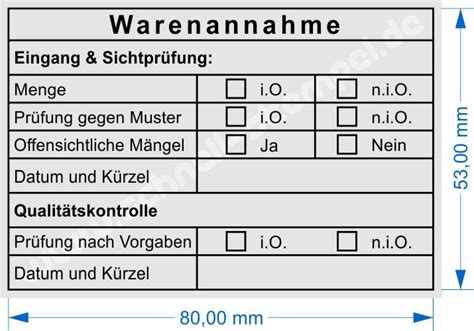 Stempel Wareneingangskontrolle Lagerartikel