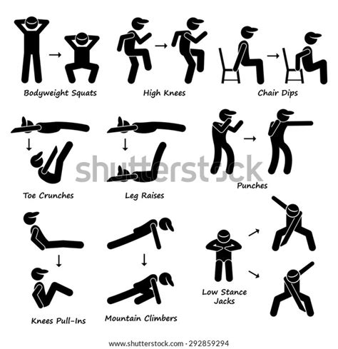 Body Workout Exercise Fitness Training Set Stock Vector Royalty Free