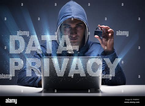 Data Privacy Concept With Hacker Stealing Personal Information Stock