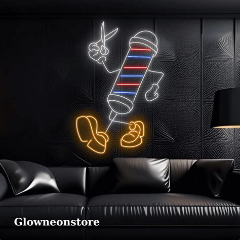 Glowneon Barber Pole Bar Shop Neon Sign Barber Pole Bar Cut Hair Led