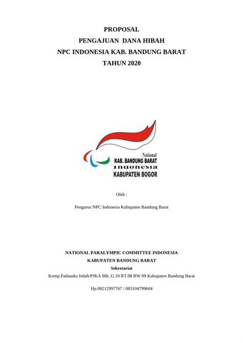 Pdf Proposal Pengajuan Dana Hibah Npc Indonesia Kab Dokumen Tips