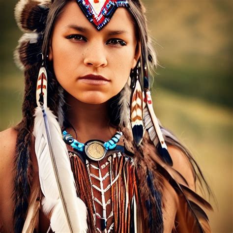 Mdjrny V4 Style Portrait Photograph Of A Girl As American Indian