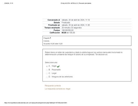 Evaluaci N M Dulo Revisi N Del Intento Comenzado El S Bado De