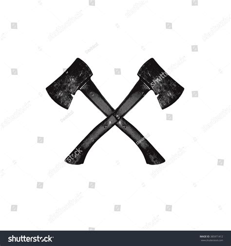 Vector Illustration Two Crossed Axes Crossed Stock Vector 385971412