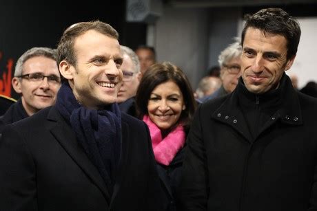 Emmanuel Macron Anne Hidalgo Tony Estanguet Editorial Stock Photo