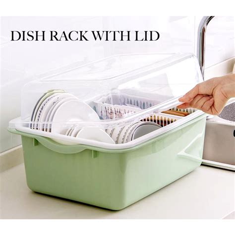 Extra Large Capacity Dish Rack Dish Drainer Dust Proof Rack With Lid