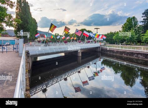 Bridge Above River Meurthe In Lorraine Lothringen Hi Res Stock