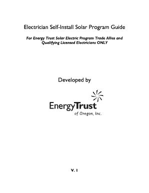 Fillable Online Energytrust Electrician Self Install Solar Program