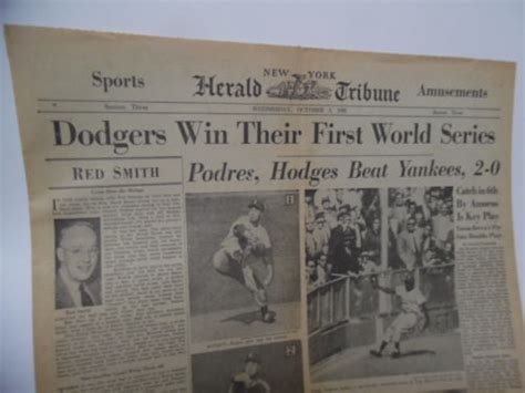 Brooklyn Dodgers Win World Series New York Herald Tribune