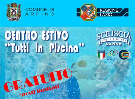 Centro Estivo Gratuito Tutti In Piscina Comune Di Arpino