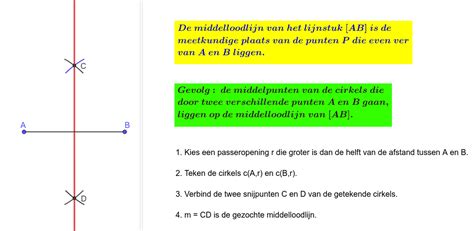 Constructie Van De Middelloodlijn Van Een Lijnstuk AB GeoGebra