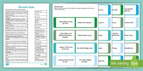 Phrasal Verb Dominoes Hecho Por Educadores Twinkl