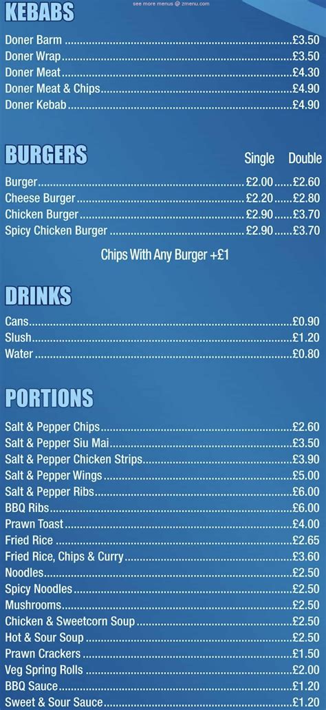 Menu At The Big Chippy Fast Food Prescot