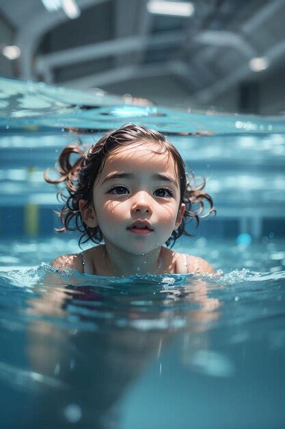 Niño nadando bajo el agua en la piscina agua de mar azul niño niño