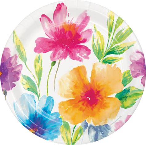 Watercolor Floral 9 Inch Plates Party At Lewis Elegant Party Supplies