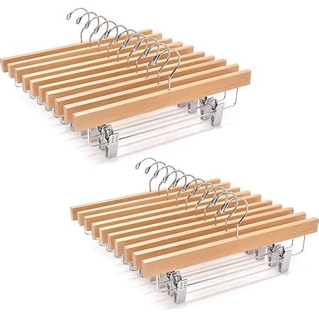 Amazon Amber Home Natural Wooden Pants Hangers 24 Pack Solid Wood