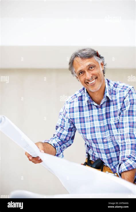Happy Engineer Smiling Portrait Of Handsome Mature Architect Smiling