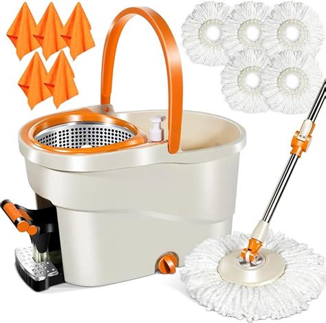 Mastertop Spin Mop And Bucket Set Microfibre Mop And Bucket With