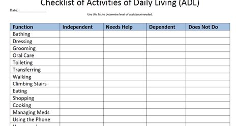 Activities Of Daily Living Worksheet App And Printable Pdf To Log Adls