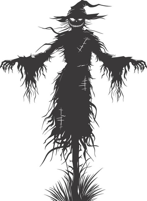 AI generated Silhouette Scarecrow Scary Spooky black color only full ...