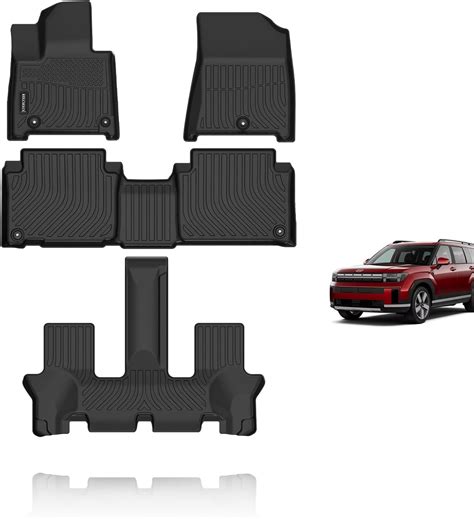 Kelcseecs Floor Mats Custom For 2024 Hyundai Santa Fe Hybrid Car Mats All Weather