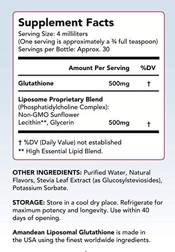 Liposomal Glutathione Supplement Liquid Reduced Setria® L Glutathione 500mg Immune Support