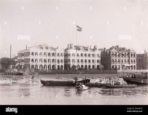 Vintage Late 19th Century Photograph Waterfront View Shanghai China