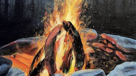 How To Paint A Bonfire With Embers Free Live Acrylic Beginner