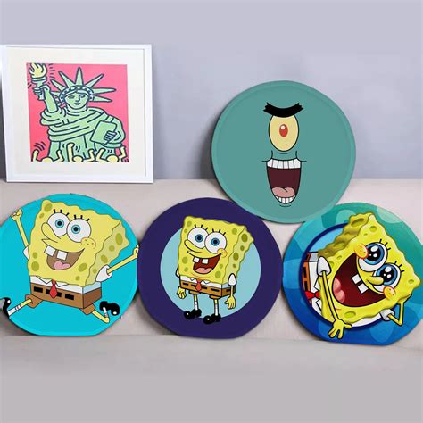 Coussin De Si Ge Rond En Polym Res Motif Dessin Anim S Spongebobs Pour