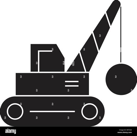 Demolition Crane Black Vector Concept Icon Demolition Crane Flat