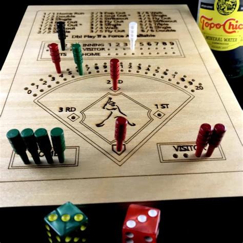 Wooden Baseball Game Baseball Dice Board Game Baseball Dice Etsy