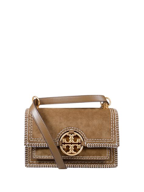 WOMAN TORY BURCH MILLER SUEDE STITCHED SMALL FLAP SHOULDER BAG