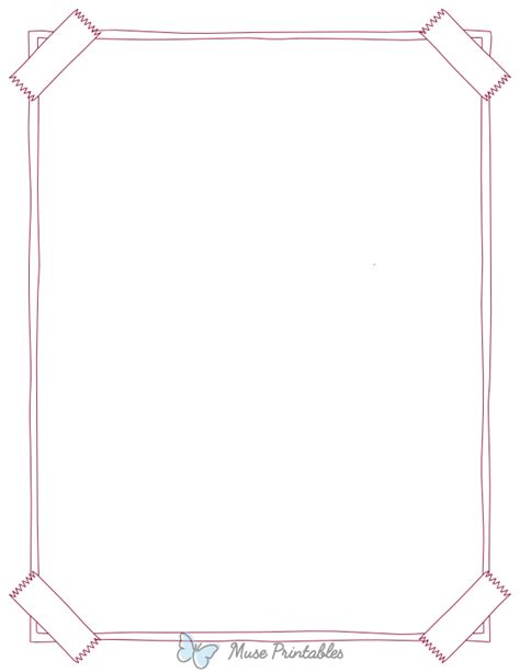 Printable Burgundy Taped Poster Page Border