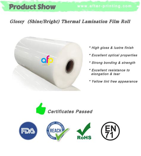 High Gloss Laminate Plastic Roll Thickness Micron To Micron Shine