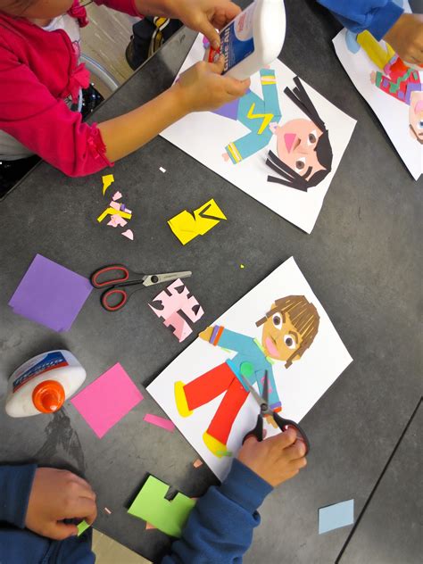 Zilker Elementary Art Class 1st Grade Self Portrait Collages